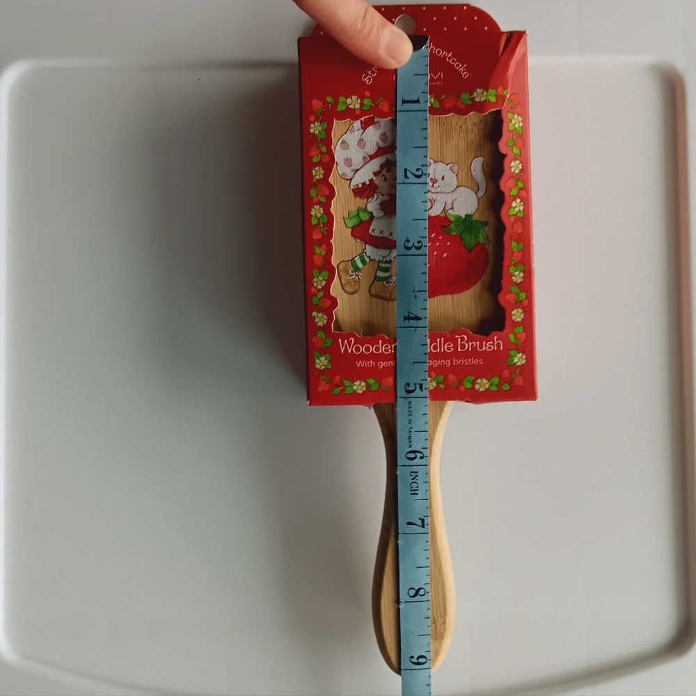 New Strawberry Shortcake Wooden Paddle Brush Massaging Bristles Celavi Bamboo - Picture 5 of 6